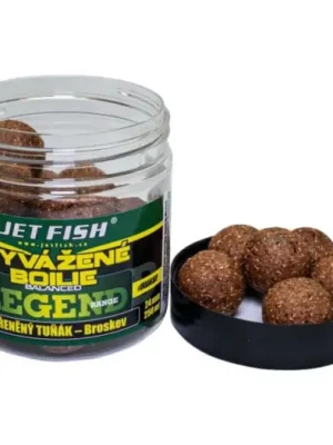 Aktuální Jet Fish Vyvážené Boilie Legend Range Kořeněný Tuňák Broskev 250 ml - 20 mm