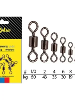 Akční Nabídka Delphin Obratlík Rolling Swivel A-01 10 ks-Velikost 12 / Nosnost 9 kg
