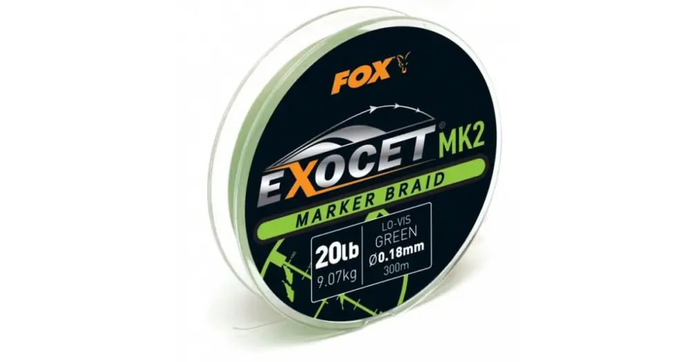 Vrácení Zdarma Fox Splétaná Šňůra Exocet MK2 Marker Braid 300 m Green Průměr 0,18 mm Nosnost 9,07 kg