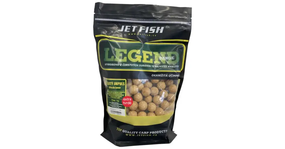 Výprodej Jet Fish Extra Tvrdé Boilie Legend Range Žlutý Impuls Ořech Javor 250 g - 20 mm