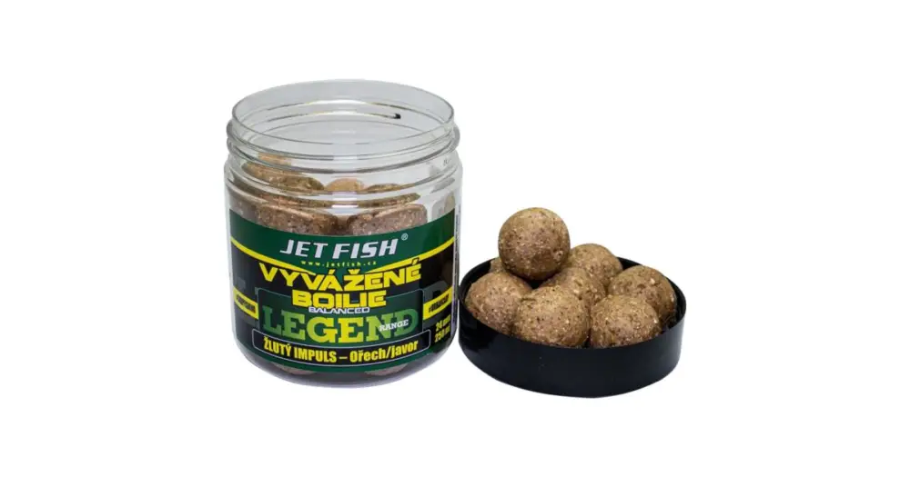 Jet Fish Vyvážené Boilie Legend Range Žlutý Impuls Ořech Javor 250 ml - 20 mm Originální
