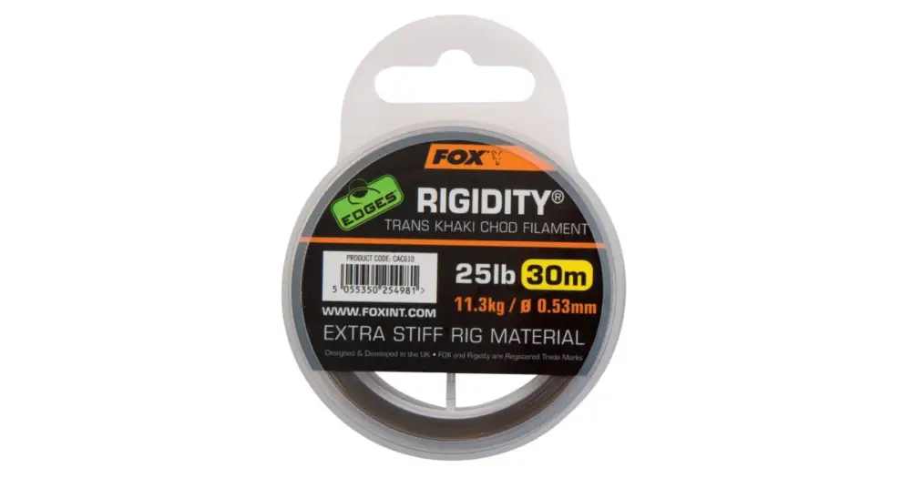 Fox Návazcový Vlasec Edges Rigidity Chod Filament 30 m Trans Khaki-Průměr 0,57 mm / Nosnost 13,6 kg Přímo Od Výrobce