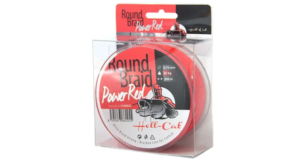 Přímo Od Výrobce Hell-Cat Splétaná Šňůra Round Braid Power Red 200 m-Průměr 0,60 mm / Nosnost 75 kg