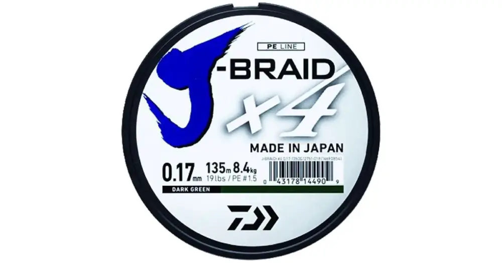 Daiwa Splétaná Šňůra J-Braid 4 Tmavě Zelená 135 m-Průměr 0.25 mm / Nosnost 14,4 kg Přímo Od Výrobce