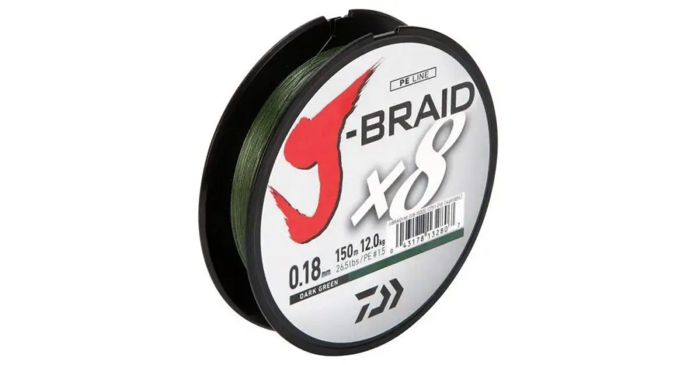 Ověřený Daiwa Splétaná Šňůra J-Braid Dark Green 300 m-Průměr 0,24 mm / Nosnost 18 kg