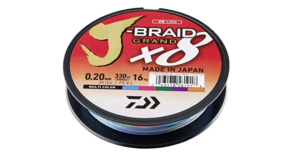 Nejprodávanější Daiwa Splétaná Šňůra J-Braid 8 Grand Mutlibarva 150 m-Průměr 0,10 mm / Nosnost 7 kg