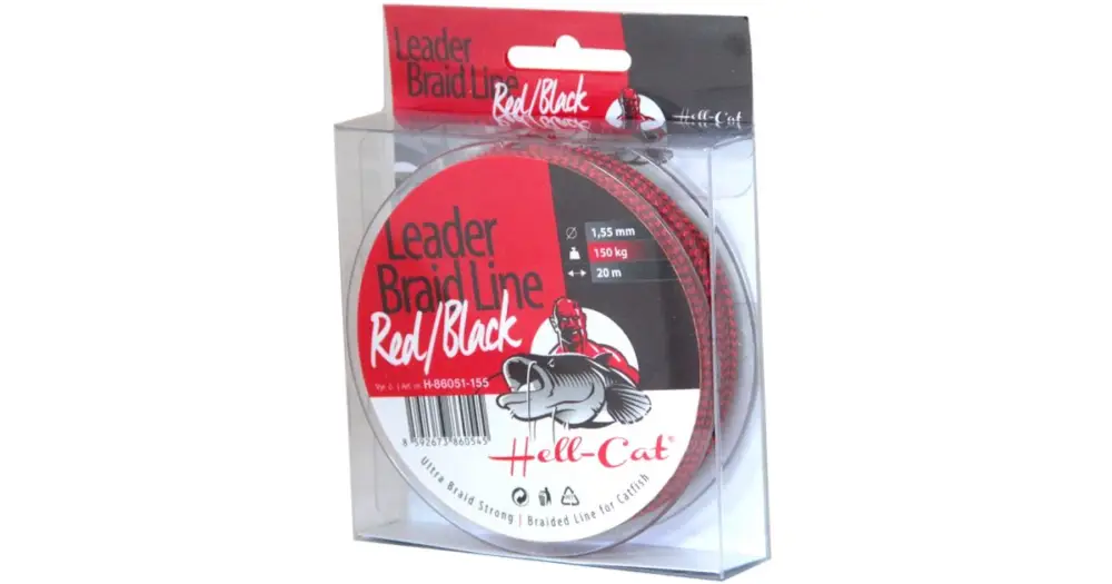Nejlepší Volba Hell-Cat Návazcová Šňůra Leader Braid Line Red Black 20 m-Průměr 1,20 mm / Nosnost 100 kg