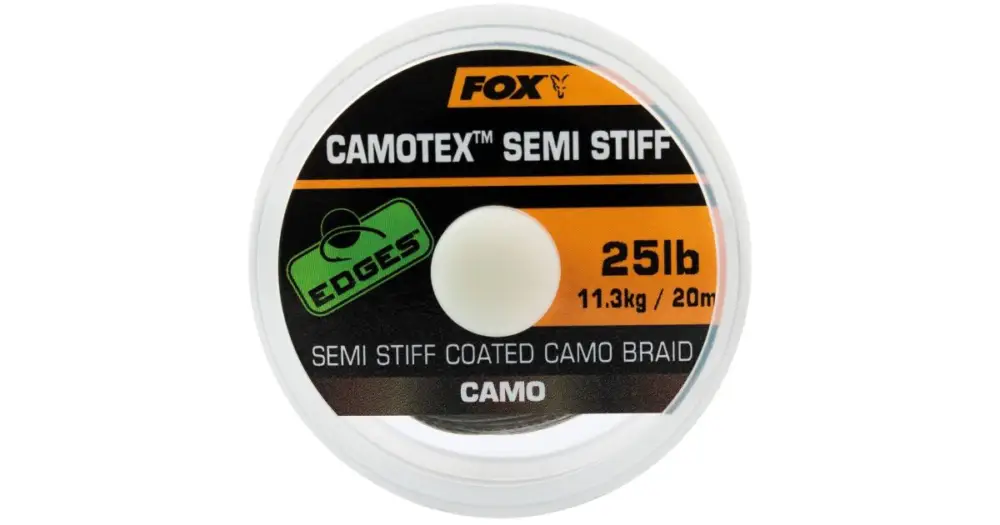 Fox Návazcová Šňůrka Edges Camotex Semi Stiff 20 m-Průměr 20 lb / Nosnost 9,1 kg Cenově Výhodný