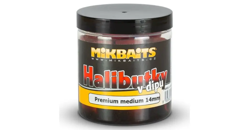 Mikbaits chytací halibutky v dipu 14 mm 250 ml Finální Výprodej
