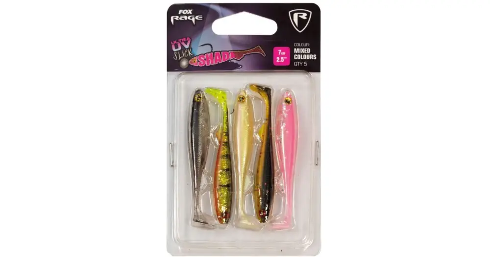 Fox Rage Gumová Nástraha Slick Shad UV Mixed Colour Packs 5 ks-Délka 7 cm Omezená Nabídka