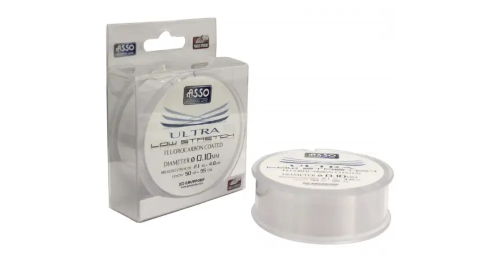 Asso Vlasec Ultra Low Stretch 50 m Čirá-Průměr 0,16 mm / Nosnost 4,6 kg Autentický