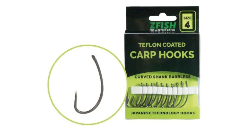 Zfish Teflonové Háčky Curved Shank Barbless 10 ks-Velikost 8 Nízká Cena