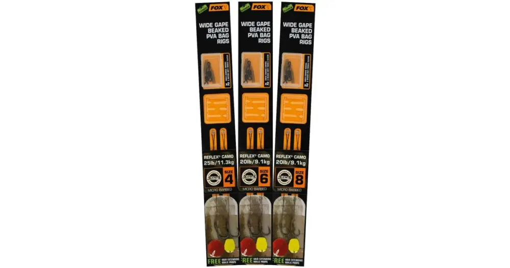 Fox Návazce Edges Wide Gape Beaked PVA Bag Rigs 2 ks-Velikost Háčku 4 Nosnost 11,3 kg Nakupujte Hned