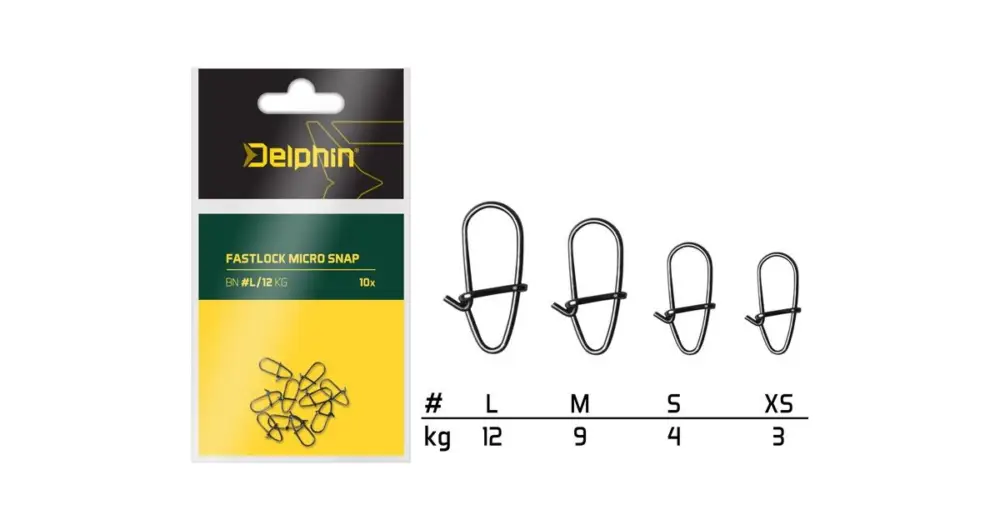 Autentický Delphin Karabinka Fastlock Micro Snap 10 ks-Velikost M Nosnost 9 kg