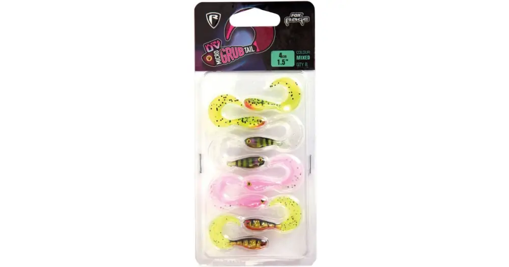 Fox Rage Gumová Nástraha UV Micro Grub Tail Mixed Colour Pack 4 cm 8 ks Poslední Šance