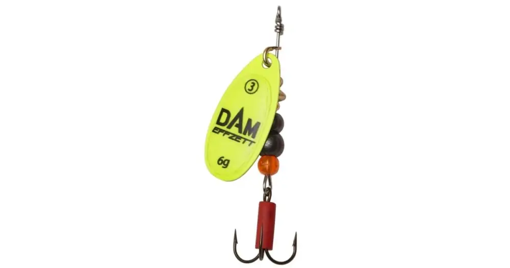 Novinka Dam Třpytka Effzett Fluo Spinner Yellow - Velikost 4 Hmotnost 10 g