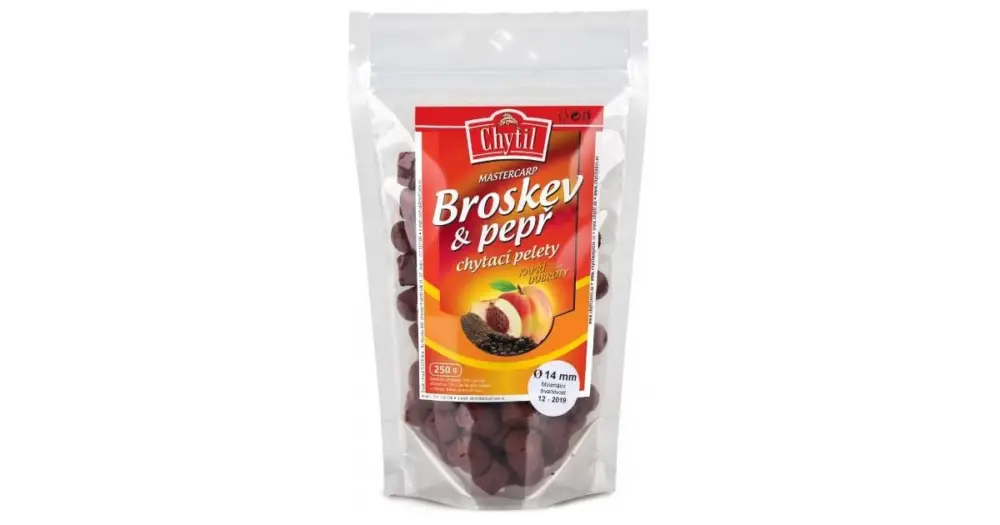 Akční Nabídka Chytil Chytací Pelety S Dírkou 250 g - Příchuť Broskev/Pepř - Průměr 14 mm