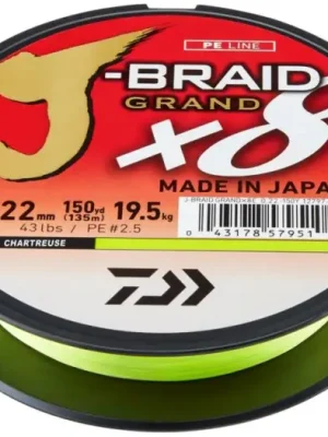 Akční Nabídka Daiwa Splétaná Šňůra J-Braid Grand X8E Chartreuse 270 m - 0,10 mm 7 kg