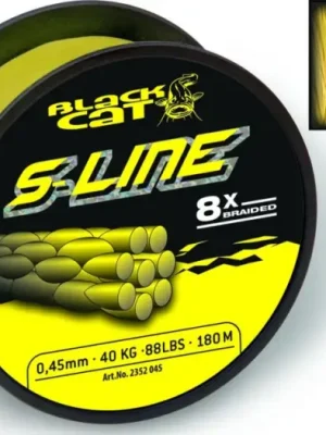 Aktuální Black Cat Splétaná Šňůra S-Line Žlutá-Průměr 0,38 mm / Nosnost 40 kg / Návin 250 m
