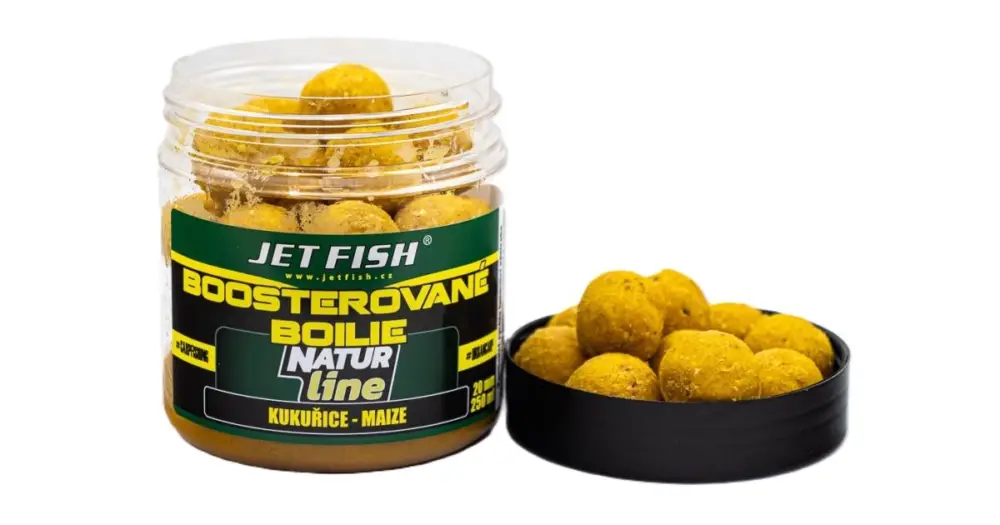 Jet FishBoosterované Boilie Natur Line 250 ml 20 mm - Kukuřice Sezónní Sleva