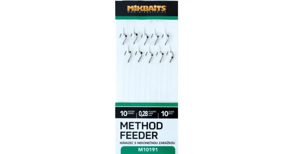 Mikbaits Method Feeder návazce S Nekonečnou Zarážkou 10ks - Velikost 10 Vysoce Kvalitní