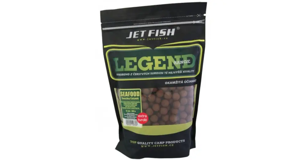 Jet Fish Extra Tvrdé Boilie Legend Range Seafood Švestka Česnek 250 g Hit Sezóny