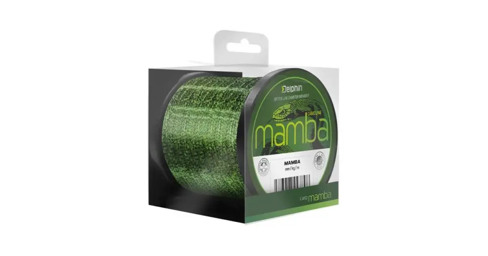 Delphin Vlasec Mamba Carp Kamufláž - Průměr 0,34 mm / Nosnost 16,3 lbs / Návin 1100 m Doprava Zdarma