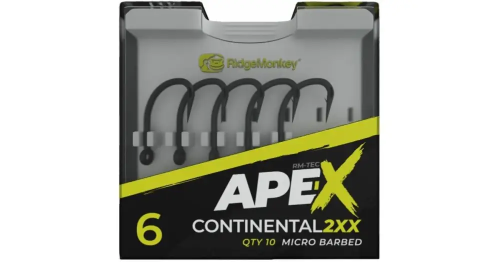 RidgeMonkey Háček Ape-X Continental 2XX Barbed 10 ks Top Prodej