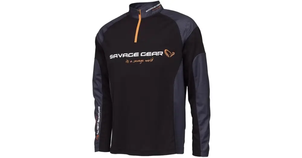 Savage Gear Tričko Tournament Gear Shirt 1/2 Zip Black INK Pouze Dnes