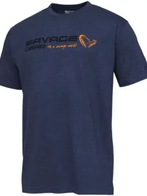 Akční Cena Savage Gear Triko Signature Logo T Shirt Blue Melange - XL