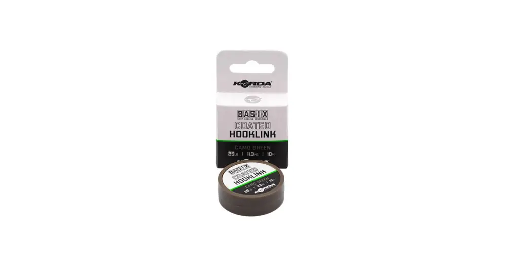 Cenový Hit Korda Návazcová Šňůra Basix Coated Hooklink Camo Green 10 m - 25 lb 11,3 kg