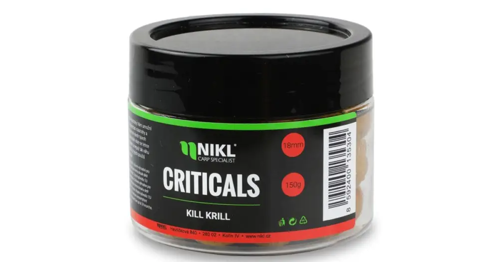 Nikl Boilie Criticals Kill Krill 150 g Nejprodávanější