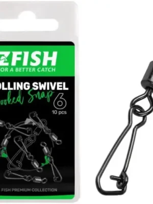 Zfish Obratlík S Karabinkou Rolling Swivel a Hooked Snap 10 ks - Velikost 12 Nosnost 18 kg Značkový