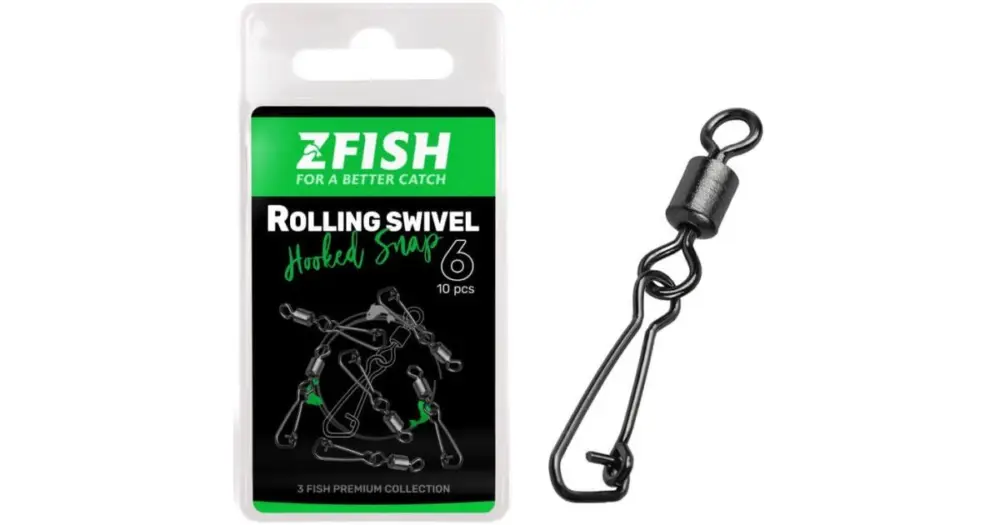 Zfish Obratlík S Karabinkou Rolling Swivel a Hooked Snap 10 ks - Velikost 12 Nosnost 18 kg Značkový