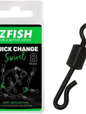 Zfish Obratlík Quick Change Swivel Matt 10 ks - Velikost 8 Nosnost 28 kg Pouze Dnes