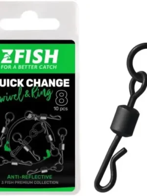 Zfish Obratlík s Kroužkem Quick Change Swivel With Ring Black Matt Vel 8 Dokud Zásoby Vydrží