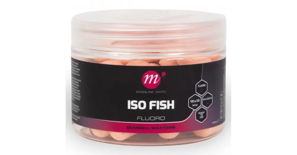 Expresní Doručení Mainline Vyvážené Boilie Fluoro Dumbell Wafters ISO Fish 150 ml 12x15 mm - Pink