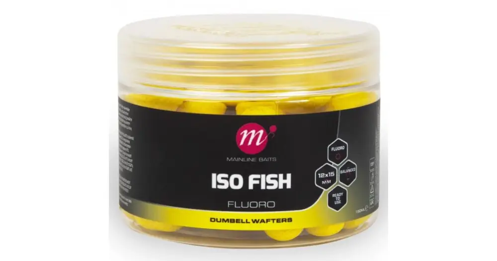 Mainline Vyvážené Boilie Fluoro Dumbell Wafters ISO Fish 150 ml 12x15 mm Značkový