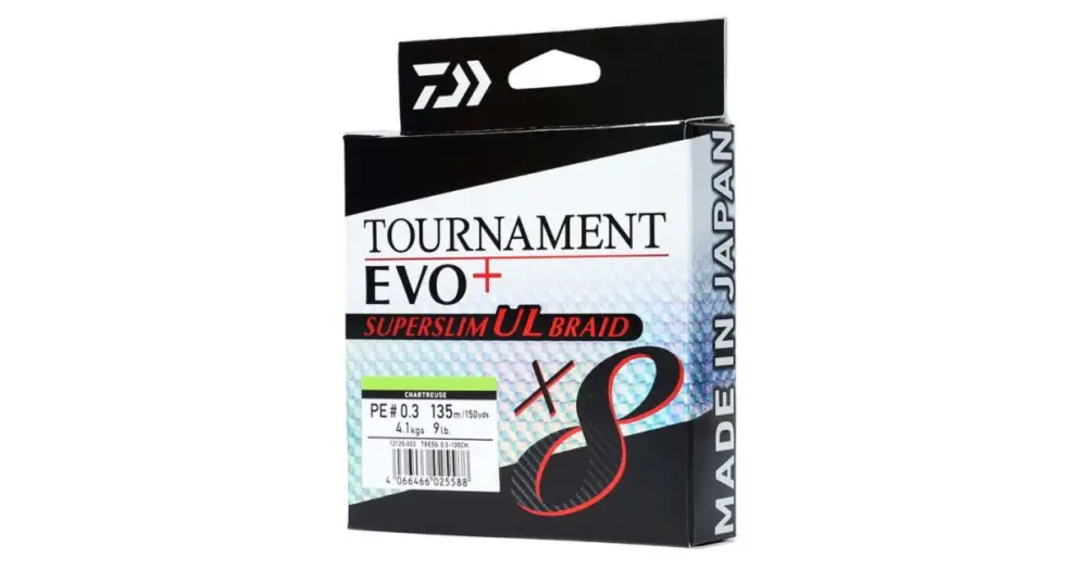 Daiwa Splétaná Šňůra Tournament X8 EVO+ Super Slim UL Braid Chartreuse 135 m - 0,08 mm 6,40 kg Výhodná Nabídka