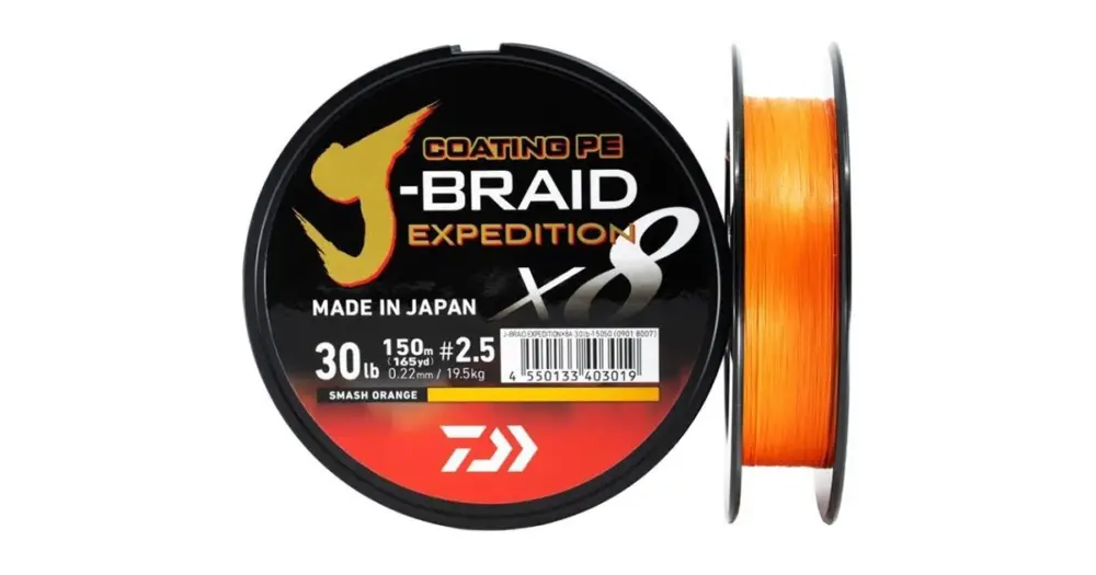 Daiwa Splétaná Šňůra J-Braid Expedition X8E Smash Orange 300 m - 0,24 mm 22,2 kg Aktuální