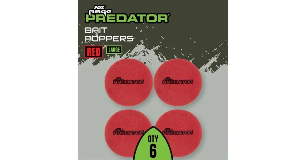 Bezpečná Platba Fox Rage Predator Plovoucí Pěna Bait Poppers 6 ks - Červená Large