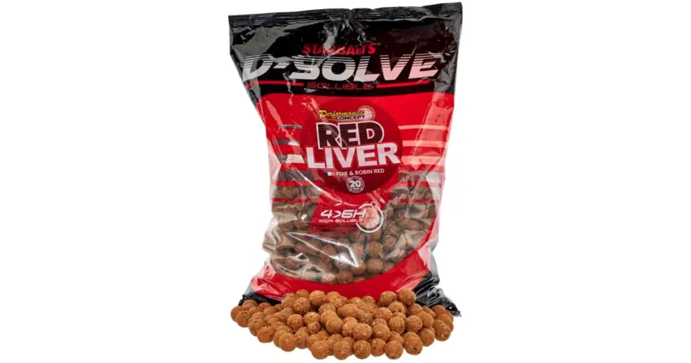 Sezónní Sleva Starbaits Rozpustné Boilie D-Solve Boilies Red Liver 2,5 kg 20 mm