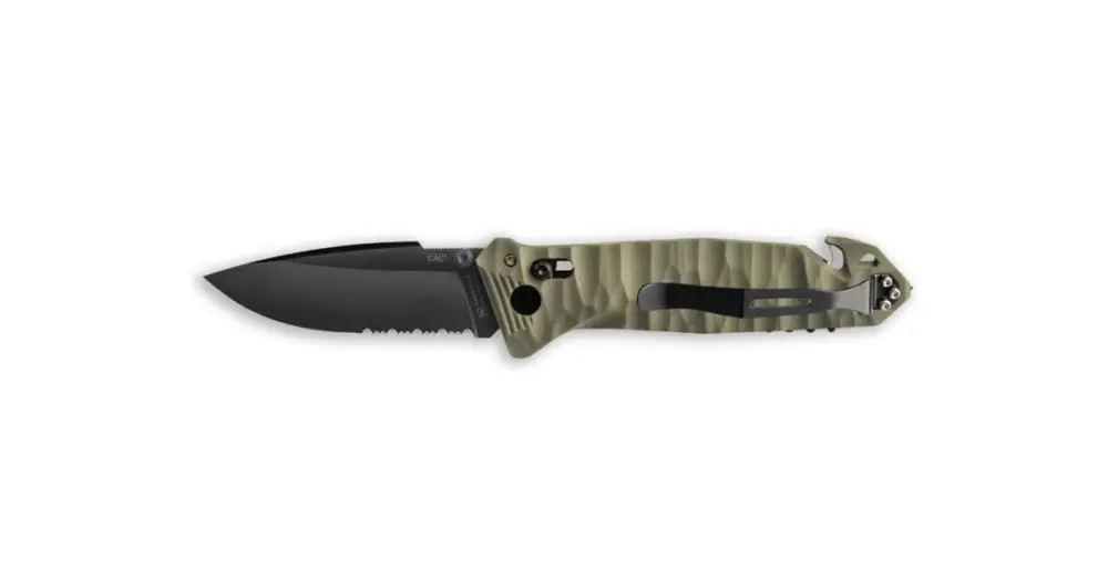 TB Outdoor Zavírací Nůž CAC Army PA6 TX Kombinované Ostří Vývrtka Army Green Akce
