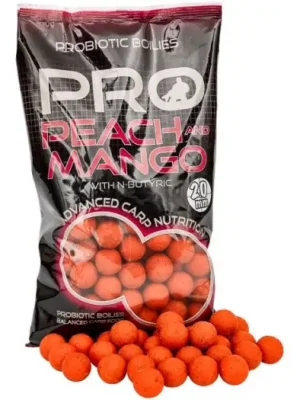 Akční Cena Starbaits Boilie Probiotic Peach Mango + N-Butyric - 800 g 30 mm