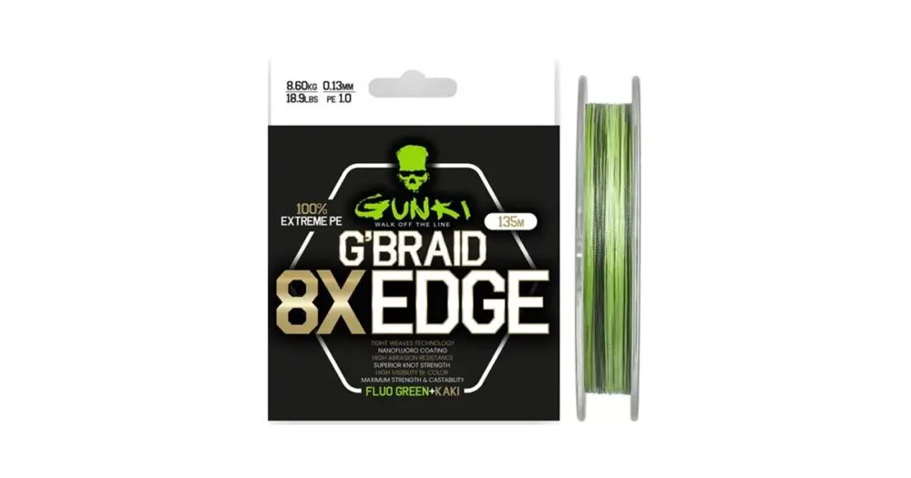 Gunki Pletená Šňůra G Braid 8X Edge 135 m - 0,28 mm 20,5 kg Finální Výprodej