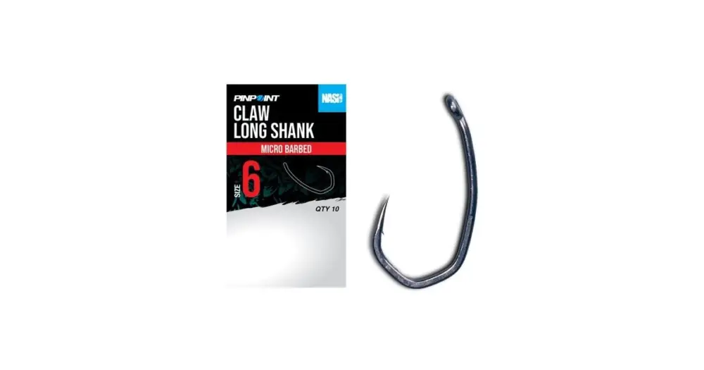 Nash Háčky Claw Long Shank Micro Barbed 10 ks - Velikost 8 Vysoce Kvalitní
