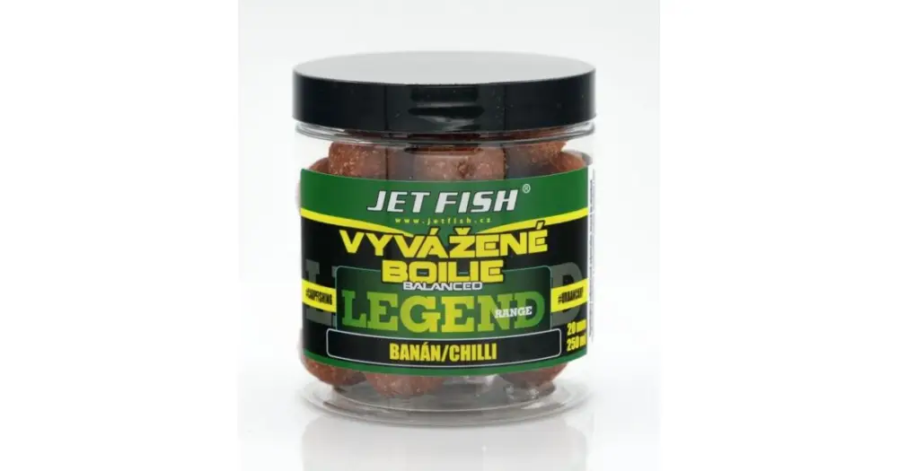 Jet Fish Vyvážené Boilie Legend Range Banán Chilli 250 ml Expresní Doručení