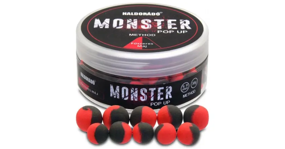 Dokud Zásoby Vydrží Haldorádó Plovoucí Boilie Pop-Up Method Monster 30 g 9+11 mm - Pikantní Játra