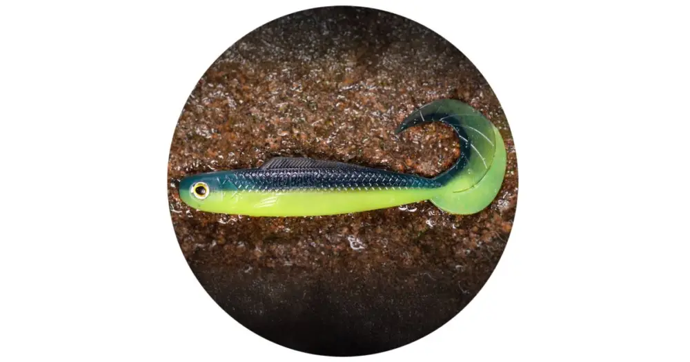RedBass Gumová Nástraha Twister Kixter Dark/Signal Yellow UV - L 100 mm Top Prodej