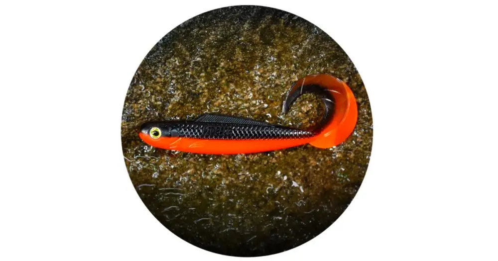 Výhodná Nabídka RedBass Gumová Nástraha Twister Kixter Black/Signal Orange UV COLOR - L 100 mm
